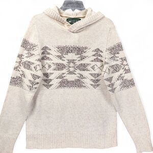 American Eagle Mens Small Sweater Hoodie Tribal Outdoor Camp Pullover Cabin Core